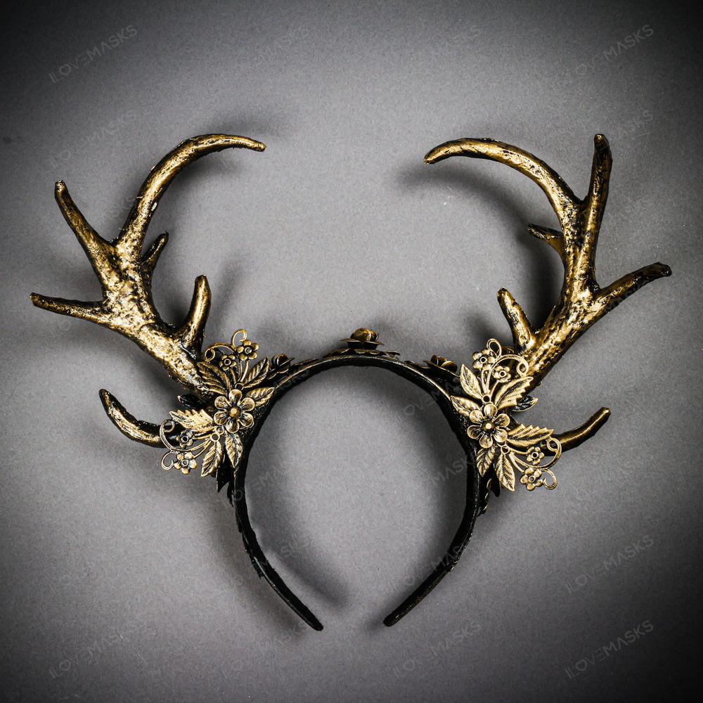 Antelope Devil Animal Deer Horn Headband - Gold